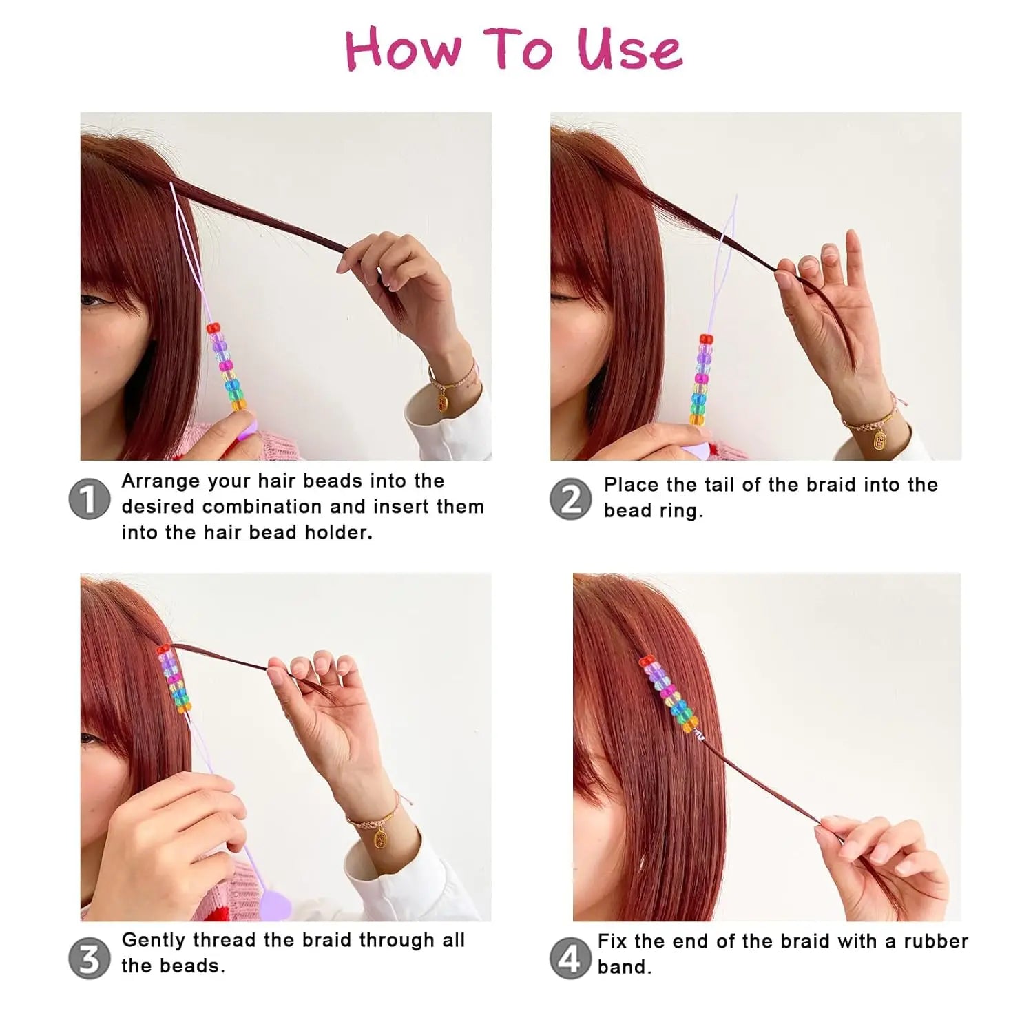 500PCS 9 × 6mm glitter small horse beads, 5 quick bead tools, suitable for hair accessories, jewelry, fashion gifts