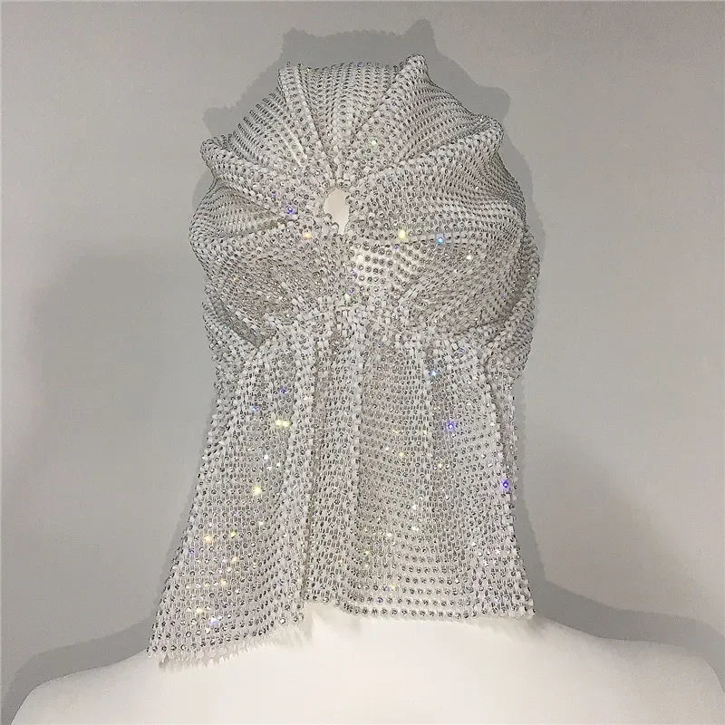 Women's Rhinestone Headband Turban Hair Jewelry Hat  Bling Crystal Head Wrap Scarf Nightclub Snood Headwear Accessories