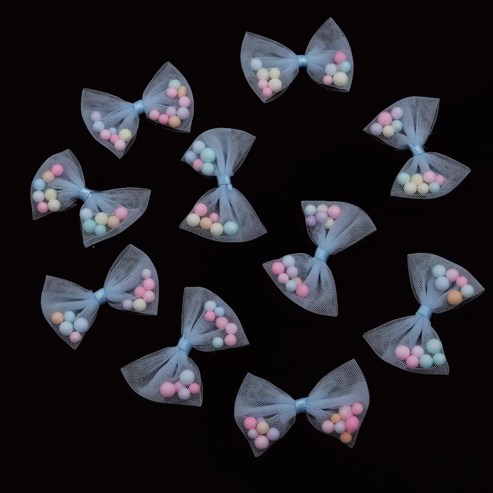 10Pcs 30x40mm Candy Color Bows Tie Applique for DIY Headwear Hair Clips Decora Clothes Hat Sewing Supplies Accessories Patches
