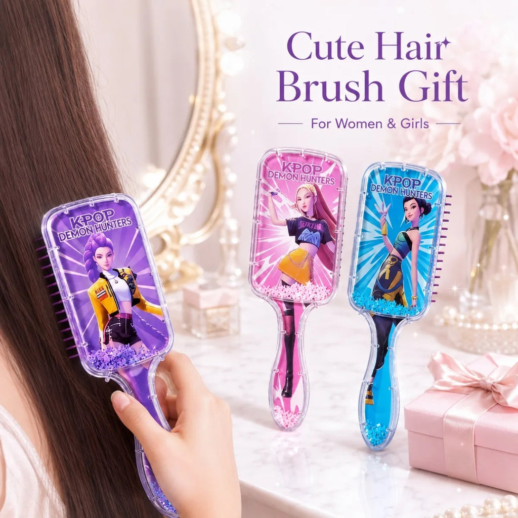 Kpop Rumi Mira Zoey Cute Cartoon Air Cushion Massage Comb Anti Slip Detangling Hair Brush for Women Daily Styling Gift