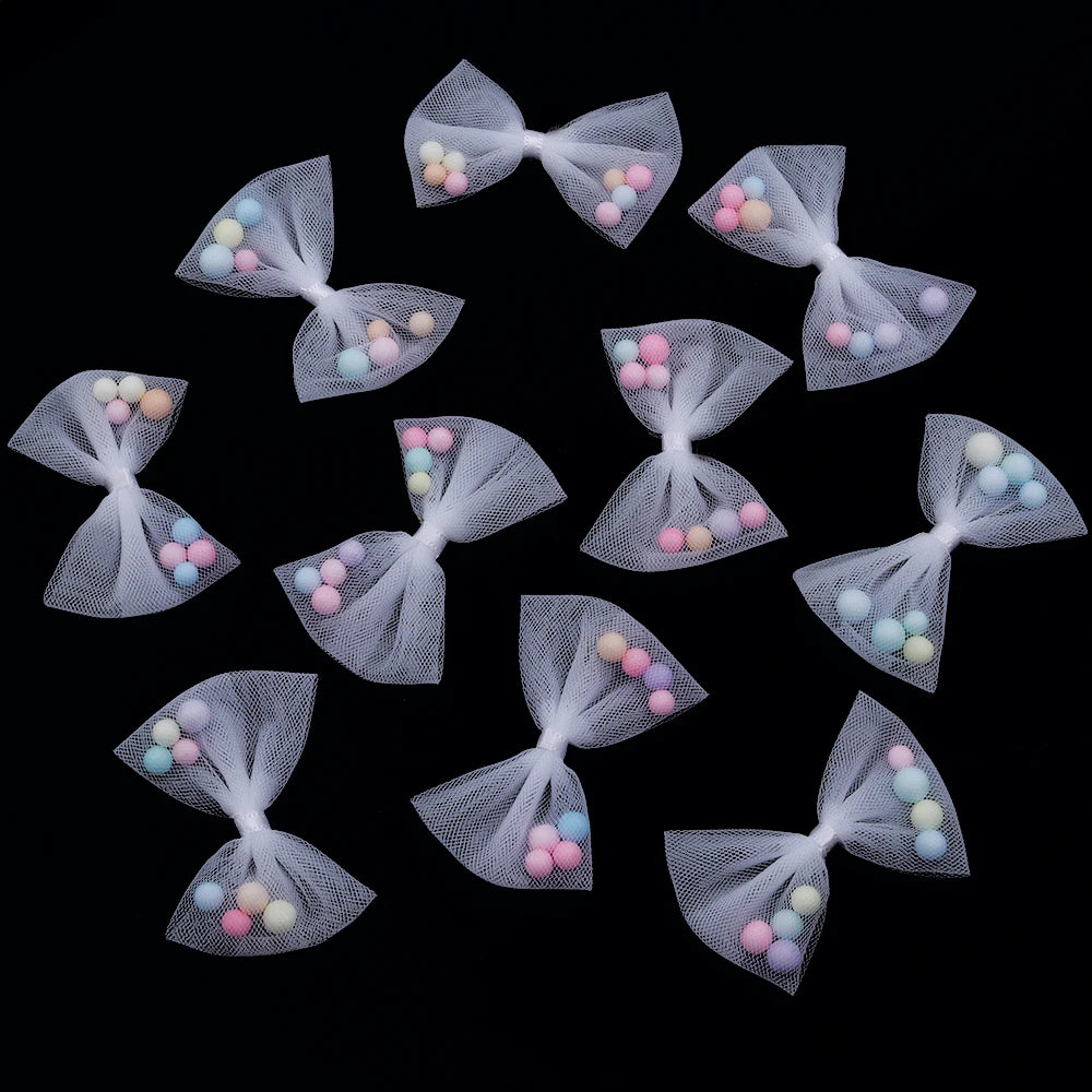 10Pcs 30x40mm Candy Color Bows Tie Applique for DIY Headwear Hair Clips Decora Clothes Hat Sewing Supplies Accessories Patches