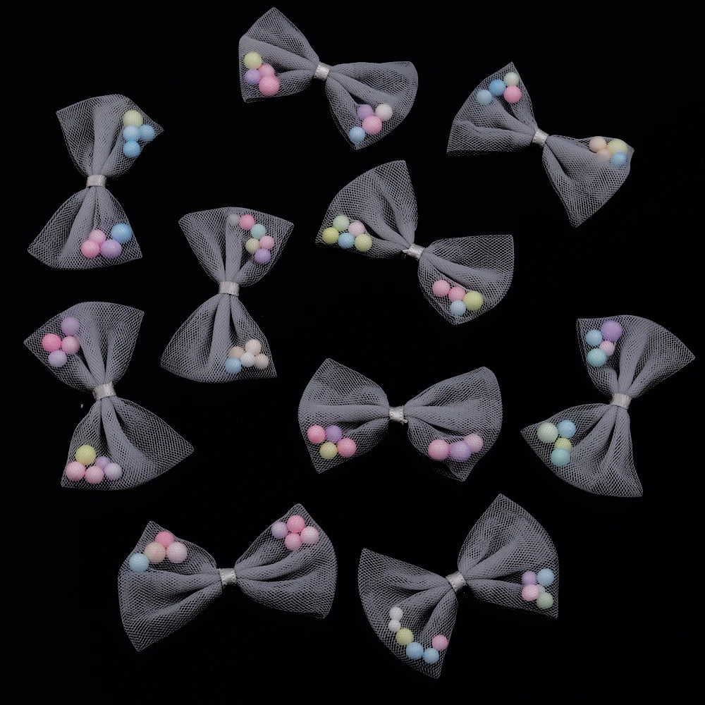10Pcs 30x40mm Candy Color Bows Tie Applique for DIY Headwear Hair Clips Decora Clothes Hat Sewing Supplies Accessories Patches