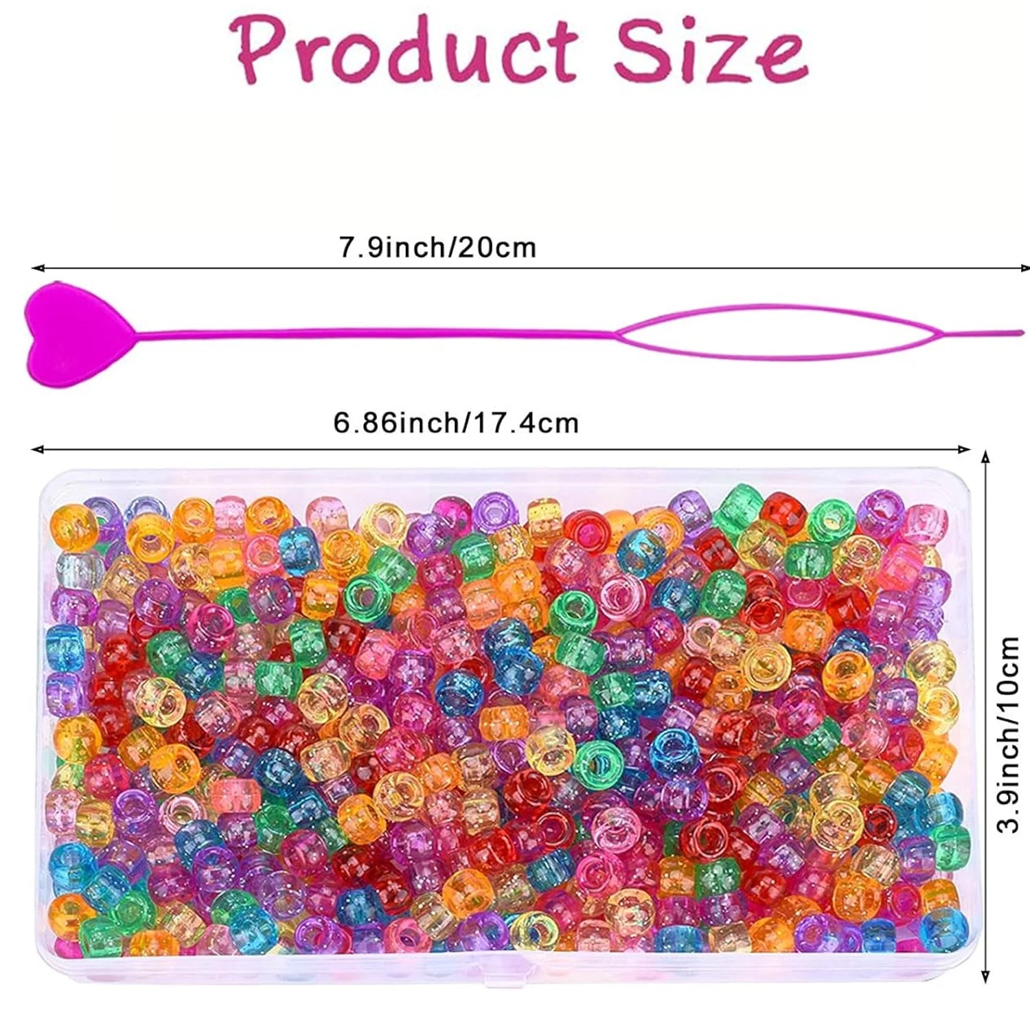 500PCS 9 × 6mm glitter small horse beads, 5 quick bead tools, suitable for hair accessories, jewelry, fashion gifts
