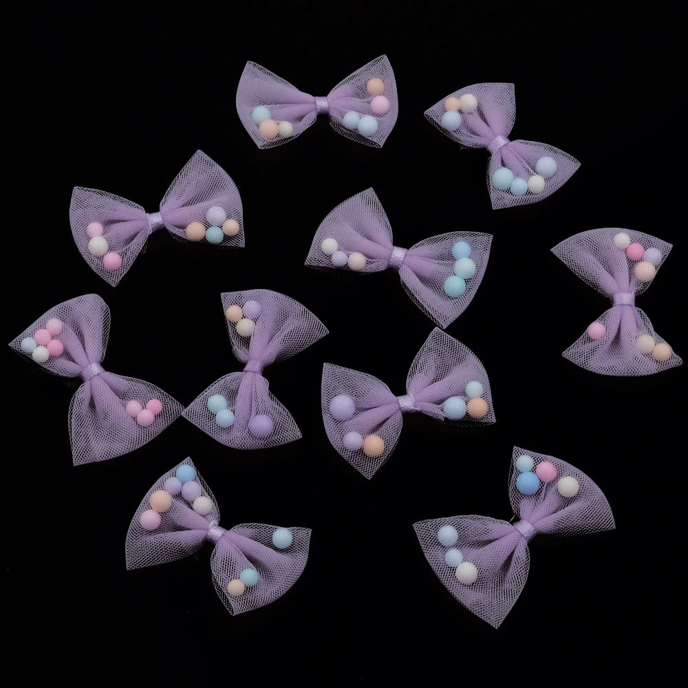 10Pcs 30x40mm Candy Color Bows Tie Applique for DIY Headwear Hair Clips Decora Clothes Hat Sewing Supplies Accessories Patches