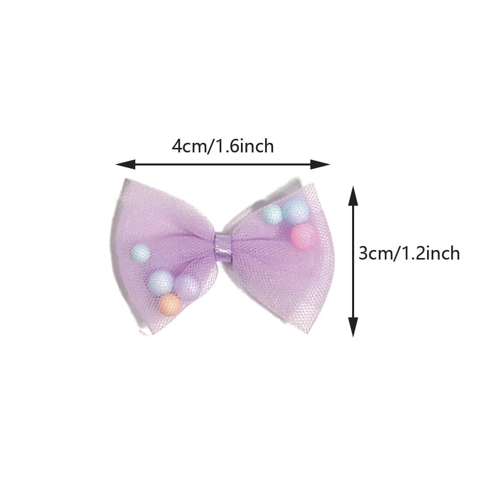 10Pcs 30x40mm Candy Color Bows Tie Applique for DIY Headwear Hair Clips Decora Clothes Hat Sewing Supplies Accessories Patches