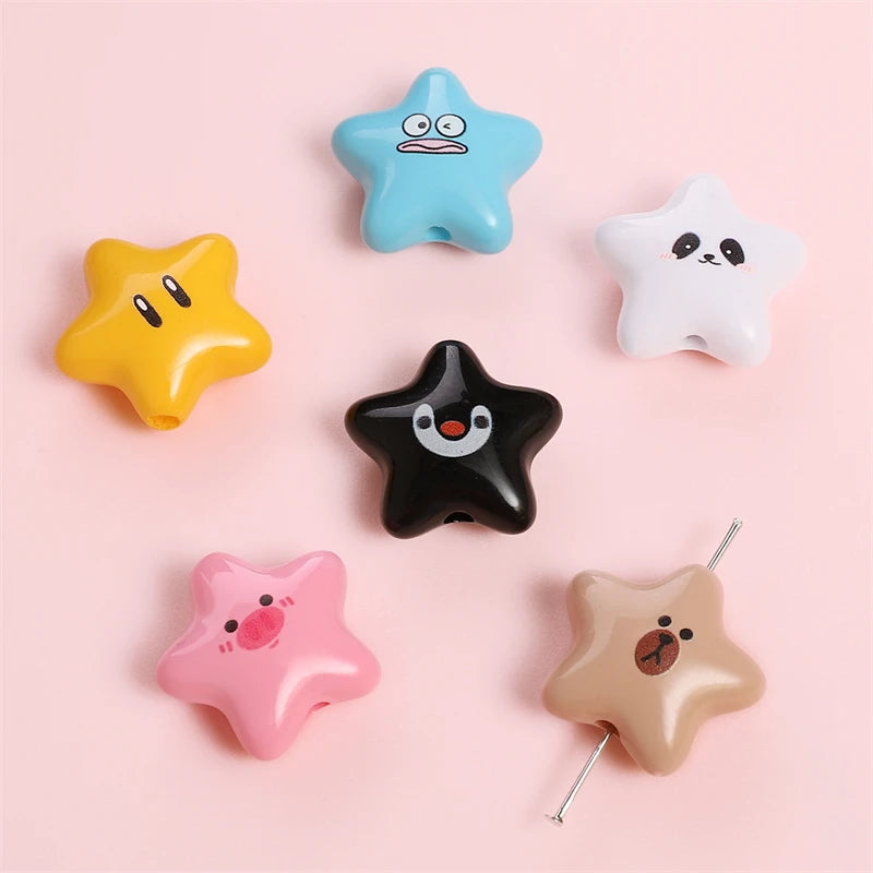 2pcs Cute Beads Cartoon Animal Star Beads For Jewelry Making DIY Earrrings Bracelet Necklace Phone Chain Hair Pin Accessories