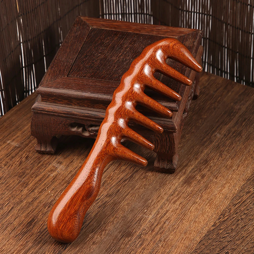Natural Sandalwood Comb for Hair Growth - Handmade Wooden Massage Comb for Women Men, Anti-Static Detangling Styling Brush
