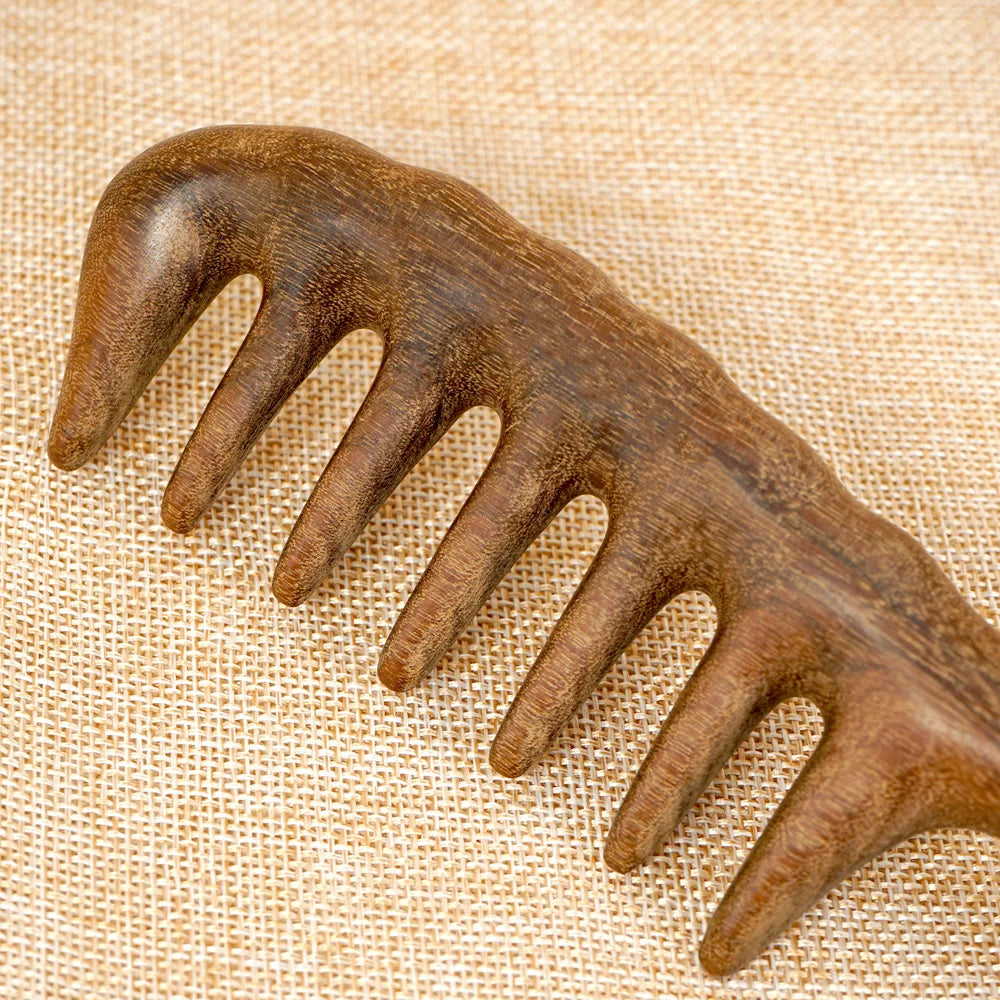 Natural Sandalwood Comb for Hair Growth - Handmade Wooden Massage Comb for Women Men, Anti-Static Detangling Styling Brush