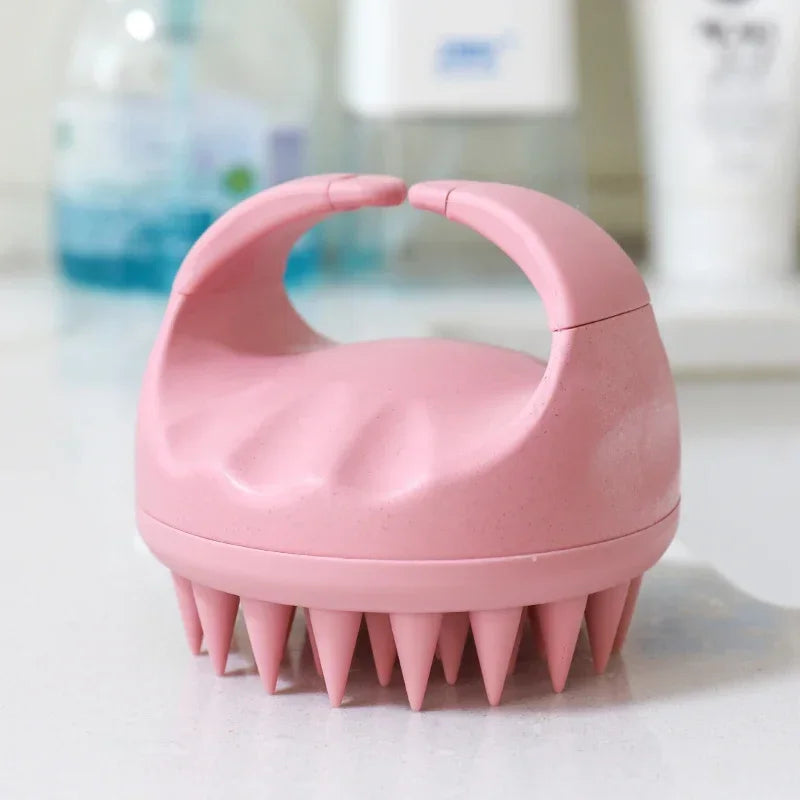 Scalp Brush Massager Sculp Scrubber Brush Wheat Straw Biodegradable Silicone Shampoo Brush Hair Scalp Massager For Hair Growth