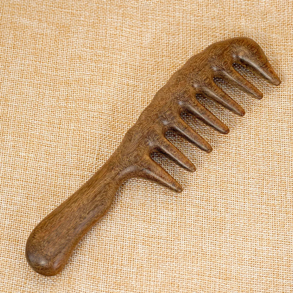 Natural Sandalwood Comb for Hair Growth - Handmade Wooden Massage Comb for Women Men, Anti-Static Detangling Styling Brush