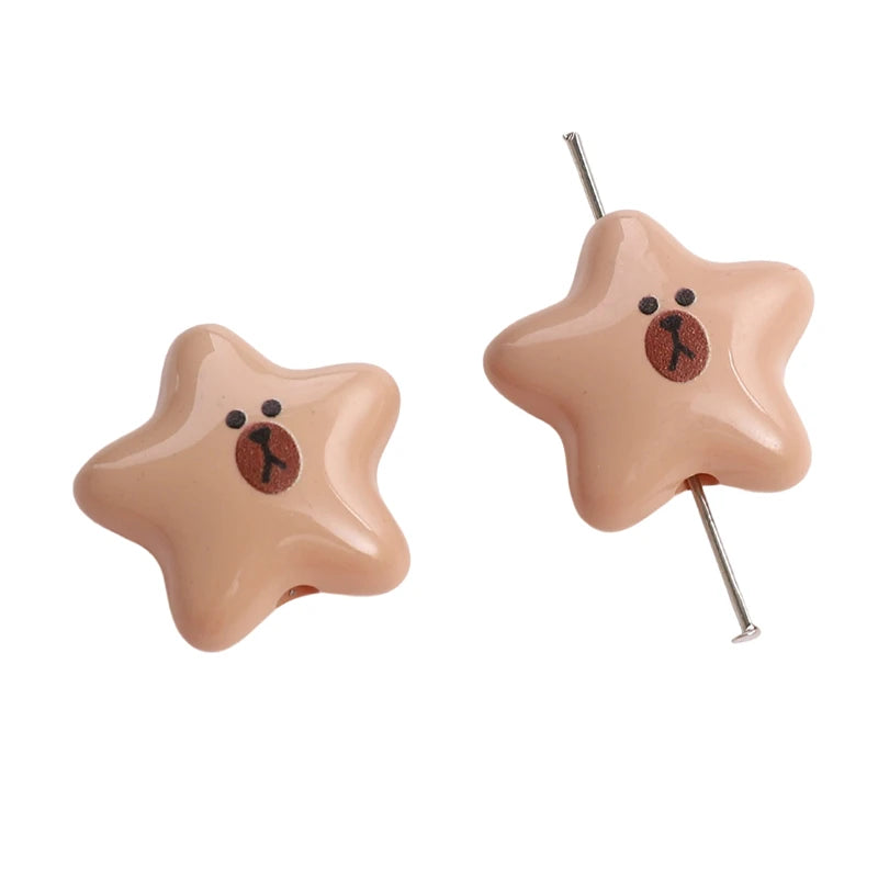 2pcs Cute Beads Cartoon Animal Star Beads For Jewelry Making DIY Earrrings Bracelet Necklace Phone Chain Hair Pin Accessories