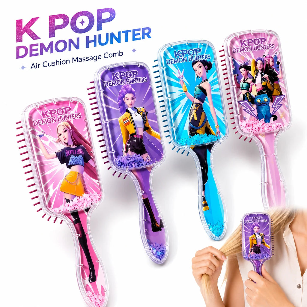 Kpop Rumi Mira Zoey Cute Cartoon Air Cushion Massage Comb Anti Slip Detangling Hair Brush for Women Daily Styling Gift