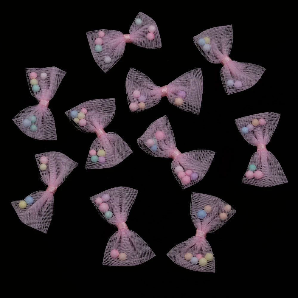 10Pcs 30x40mm Candy Color Bows Tie Applique for DIY Headwear Hair Clips Decora Clothes Hat Sewing Supplies Accessories Patches